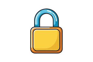 Bright and cheerful padlock illustration with simple design, featuring bold outlines and vibrant colors isolated on a white backdrop vector