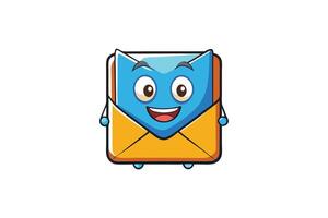 Playful envelope mascot with a friendly face and arms, ideal for concepts of messaging, email, or postal correspondence vector