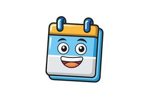 Cartoon calendar icon with a cheerful smile, featuring a cute and colorful design, symbolizing reminders, planning, and organization vector