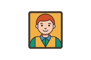 Flat design of a cartoon man icon in a modern style, perfect for web, app, and graphic design projects on a plain white background vector