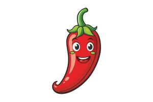 Smiling chili pepper character with vivid red color and green details for culinary or humorous graphic designs vector