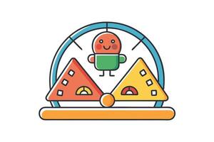 Creative and colorful scale indicator with pointer, symbolizing measurement, evaluation, or risk levels in a visually engaging style vector