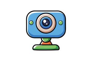 Illustrated webcam icons in cartoon style with bright colors and expressive designs, symbolizing digital meetings and virtual communication vector