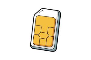 Telecommunication SIM card with golden chip design isolated for tech and digital concepts vector