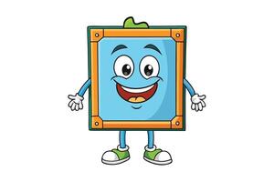 Smiling framed character illustration with colorful design, representing creativity and art in a cartoon style on white background vector