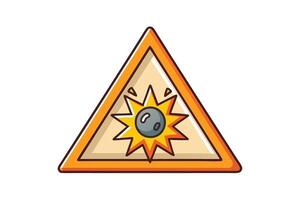 Bright triangular warning sign featuring an explosive burst in a comic style, perfect for danger alert or safety related visuals vector