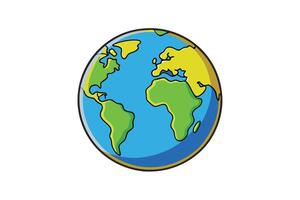 Colorful cartoon style planet Earth with a focus on continents, oceans, and geography, isolated on a white background, ideal for design projects vector