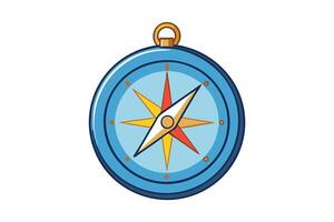 Colorful compass illustration with classic navigation elements and vibrant colors isolated on a white background for educational use vector