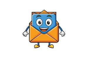 Bright and colorful cartoon envelope character illustration, symbolizing correspondence, mail services, and communication technology vector