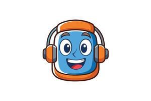 Playful and colorful call center mascot icon featuring a cheerful face and headset, perfect for customer support or tech assistance visuals vector