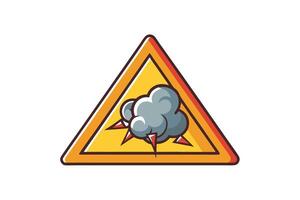 Cartoon style warning icon with explosion symbol in yellow triangle, suitable for hazard awareness and safety signage designs vector