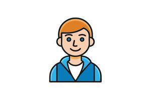 Cartoon icon of a smiling male avatar in vibrant colors, perfect for profile, app, or UI design on a white background vector