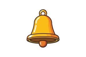 image of a classic yellow bell in flat design with a clean and shiny look, ideal for notification, alert, or Christmas projects vector