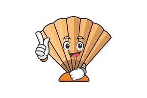 Cartoon illustration of a cheerful folding hand fan character with a vibrant design, friendly expression, and dynamic hand gestures vector