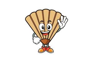 Funny and cute hand fan character cartoon featuring smiling face, animated hands, and colorful design for creative uses vector