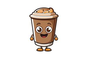 Cute coffee mug character with smiling eyes and warm colors, isolated on white background for creative beverage visuals vector