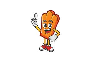 Foam finger sports fan icon with smiling face and colorful design isolated on a plain white backdrop vector