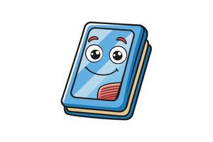 Adorable and animated ebook icon featuring a happy expression and vibrant details, ideal for technology or reading related content vector