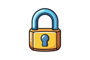Illustration of a cartoon style padlock in vivid colors, ideal for digital security, protection, and privacy concepts vector