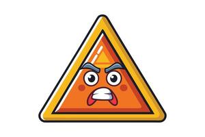 Playful yet bold danger icon with a triangular shape and a vivid character face for alert symbols or safety communication visuals vector