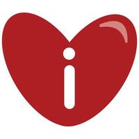 original simple color icon of information sign placed in the middle of the heart, valentine's day design vector