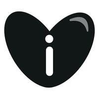 original simple black and white information sign icon placed in the middle of a heart, valentine's day design vector