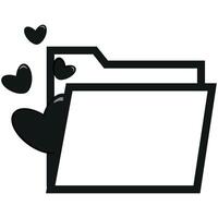 Original simple black and white heart folder icon design for Valentine's Day vector