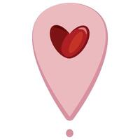 Original simple pink map icon for maps with a heart in the middle of the icon, Valentine's day design vector