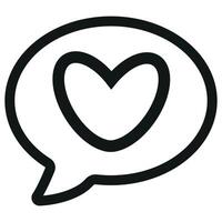 original simple black and white thought bubble icon with a red heart in the middle for valentine's day vector