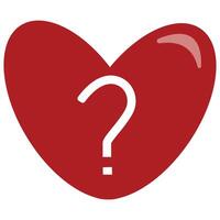 original simple color icon of a question mark placed in the middle of a heart, valentine's day design vector