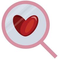 original simple color magnifying glass icon with a heart placed in the middle of the magnifying glass, valentine's day design vector