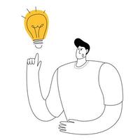 A man with an idea. illustration in linear style. vector