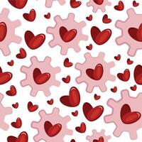 seamless pattern with pink bolts and red hearts placed randomly, valentine's day pattern vector