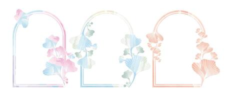 Watercolor ginkgo plant frame background for invitation or document vector