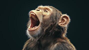 A close-up shot of a monkey showcasing its expressive features while emitting a loud call, highlighting its emotions and the wild beauty of nature. photo