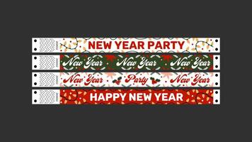Wristband control bracelets for new year, new year party, christmas, happy new year, coming year, year ahead, new year's day. mockup of a party bracelet in a groovy style. vector