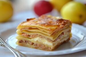 Pastitsio Delicious Greek Baked Pasta with Meat and Bechamel photo