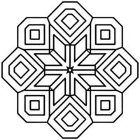 Mandala with interlocking hexagons and triangles art illustration vector