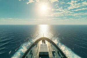 Reefer Ship Sailing Open Sea with Refrigerated Containers photo