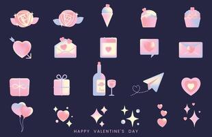 Gradient Minimalist flat valentine's day elements collection. vector