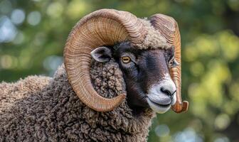 Adorable Sheep with Soft Wool Capturing the Fluffy and Gentle Appearance of Farm Life photo
