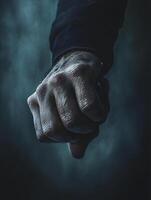 Illustration of an Elderly Mans Hand Grasping a Small Barely Visible Object in Close Up View photo