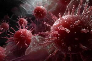 Microscopic Image of HIV Virus Showcasing Viral Structure and Medical Insights photo