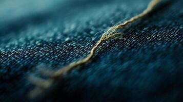 Single Thread Unraveling from Linen Cloth Close Up photo