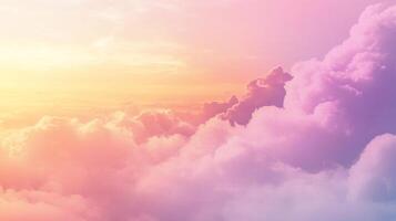 Over the Clouds View with Orange Pink Sky photo