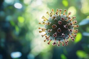 Microscopic Image of HIV Virus Showcasing Viral Structure and Medical Insights photo