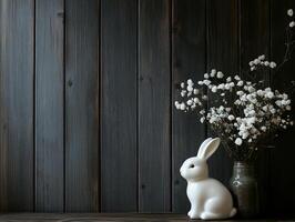 Pascua de Resurrección celebracion modelo con decorativo conejito y flores silvestres en rústico de madera antecedentes foto
