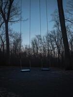 Empty Swings in Deserted Playground photo