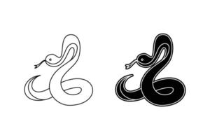 simple drawing outlined snake silhouette vector