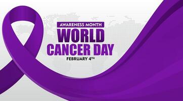 World Cancer Day concept. With flat design background and ribbon vector